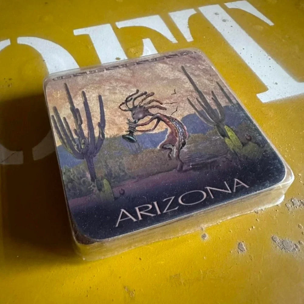 Vintage Arizona‎ Kokopelli Coaster Set Southwestern Desert Art Square Tiles